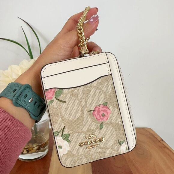 NWT Coach Zip Card Case In Signature Canvas With Floral Print - Picture 5 of 5